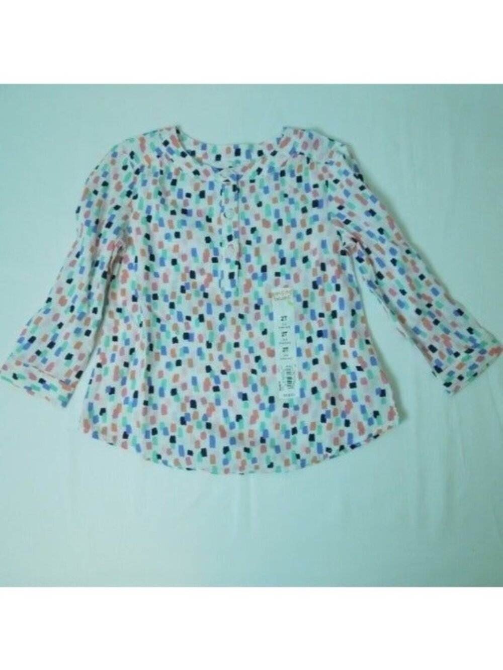 Jumping Beans Toddler Girl 2T Multi Colorful 3 Buttons Long 3/4 Sleeved Blouse